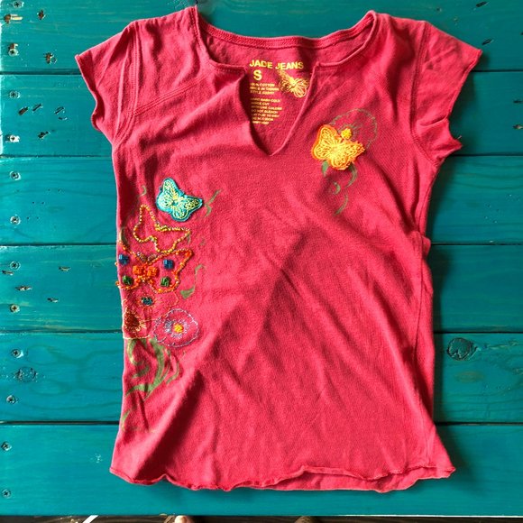 Jade Jeans Cotton Butterfly Top Hippie Style - Picture 1 of 7